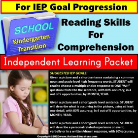 Independent Learning Packet for Special Education | Reading Comprehension SET 1